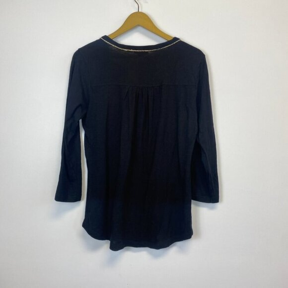 Lucky Brand Black Embroidered V Neck Top - Picture 6 of 7